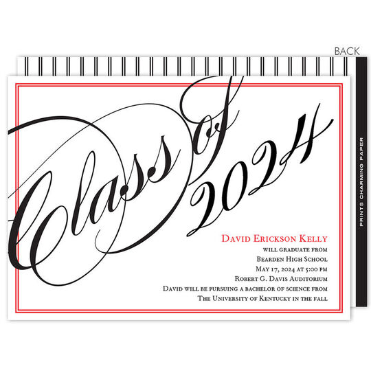 Black and Red Border Graduation Invitations